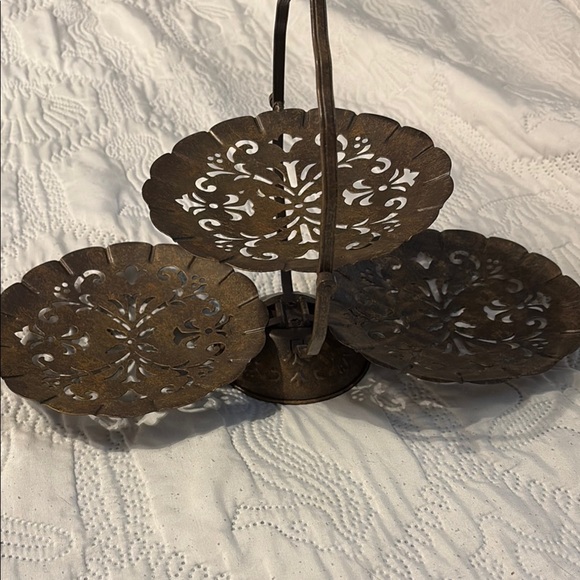 Vintage Metal Tiered Serving Tray - Picture 1 of 2